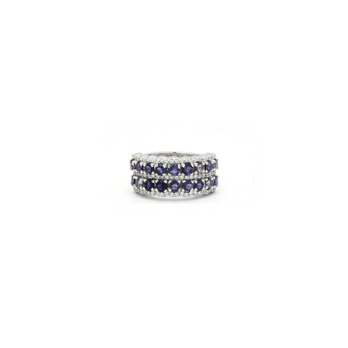 Midnight Layers – 5-Line Iolite Wedding Ring