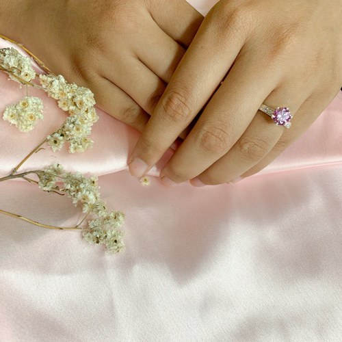 1.50 ct Pink Moissanite Engagement Ring