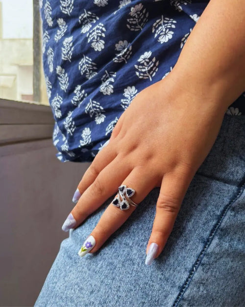 Midnight Prism – Trillion Cut Iolite Ring in 92.5 Sterling Silver