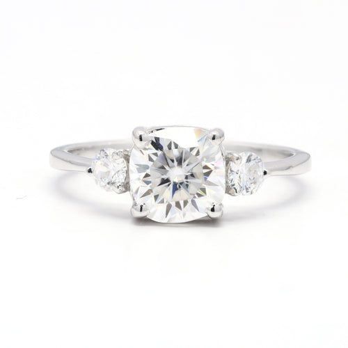 Frostbound Love – White Stone Promise Ring in Triple Band Silver