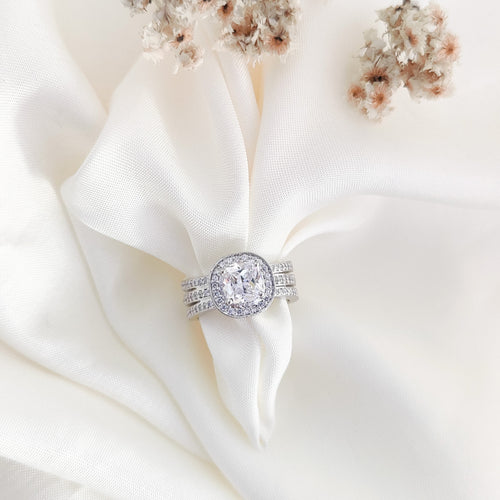 Verona Belle– Cushion Cut Halo Solitaire Ring