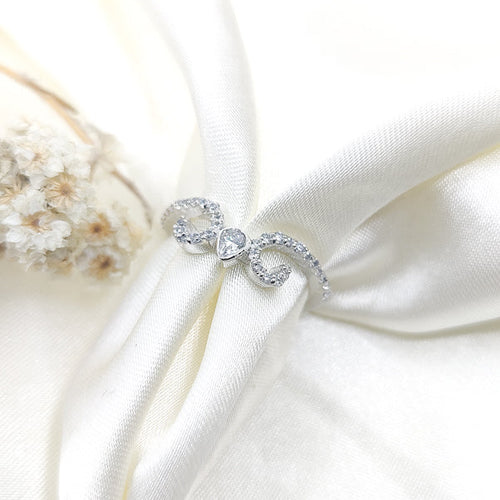 Swan Embrace Ring -  Graceful Pavé Swirl Band