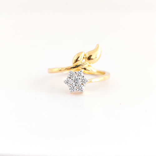 Lana Lustre – Floral Leaf Diamond Ring in Gold Finish