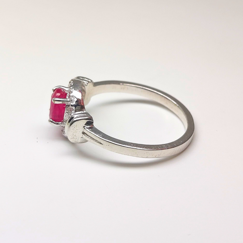 Royal Ember – Ruby Halo Ring with Diamond Simulant Accents
