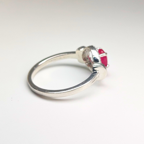 Royal Ember – Ruby Halo Ring with Diamond Simulant Accents