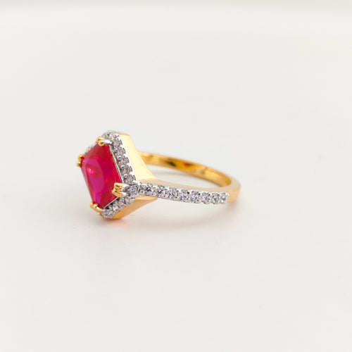 Cherry Twilight – Red Ruby Halo Engagement Ring in Sterling Silver