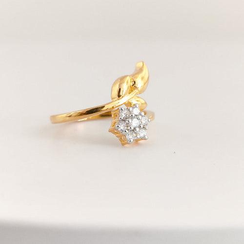 Lana Lustre – Floral Leaf Diamond Ring in Gold Finish