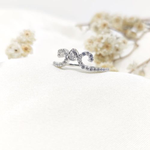 Swan Embrace Ring -  Graceful Pavé Swirl Band