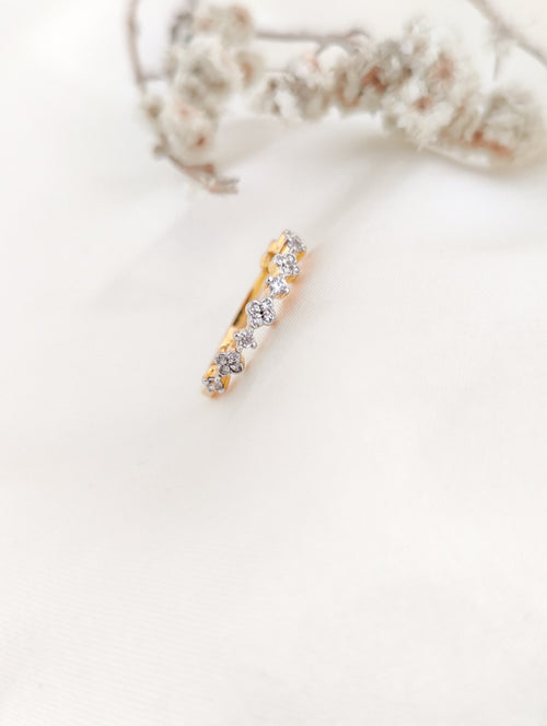 Floral Diamond Simulant Ring - AAA+ Certified