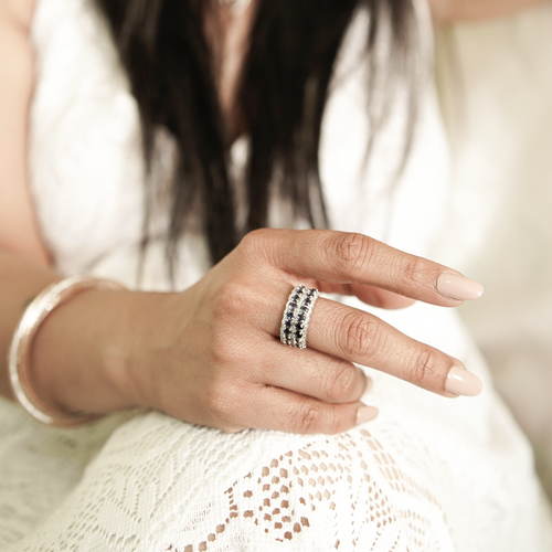 5-Line Iolite Wedding Ring 2