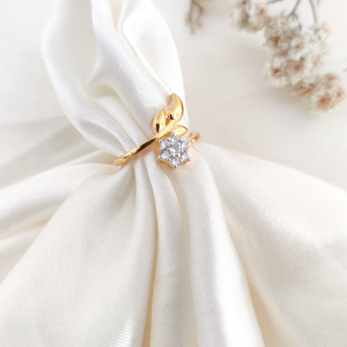 Lana Lustre – Floral Leaf Diamond Ring in Gold Finish
