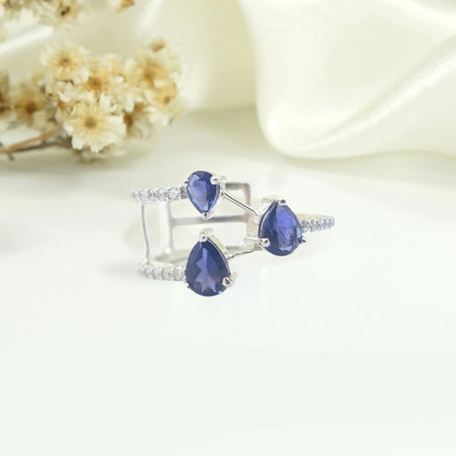 Blue Mirage – Teardrop Blue Stone Statement Ring