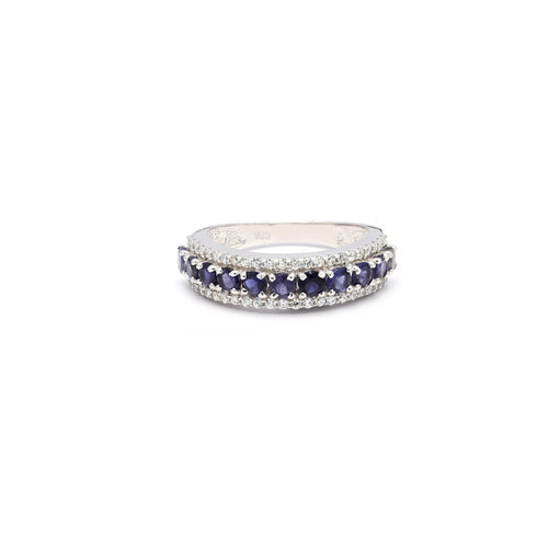 Twilight Serenade – Blue Stone & CZ Accent Engagement Ring