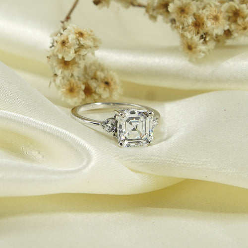 Asscher Cut Diamond Simulant Engagement Ring