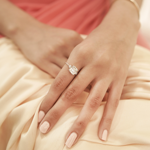 Asscher Cut Diamond Simulant Engagement Ring