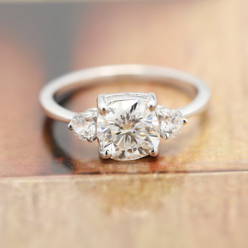 Asscher Cut Diamond Simulant Engagement Ring
