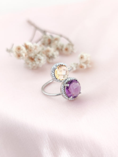 Citrine & Amethyst Two-Stone ring 