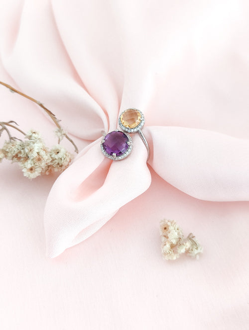 Citrine & Amethyst Two-Stone ring 