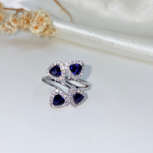Midnight Prism – Trillion Cut Iolite Ring in 92.5 Sterling Silver
