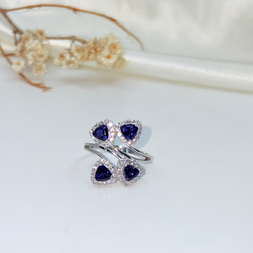Midnight Prism – Trillion Cut Iolite Ring in 92.5 Sterling Silver