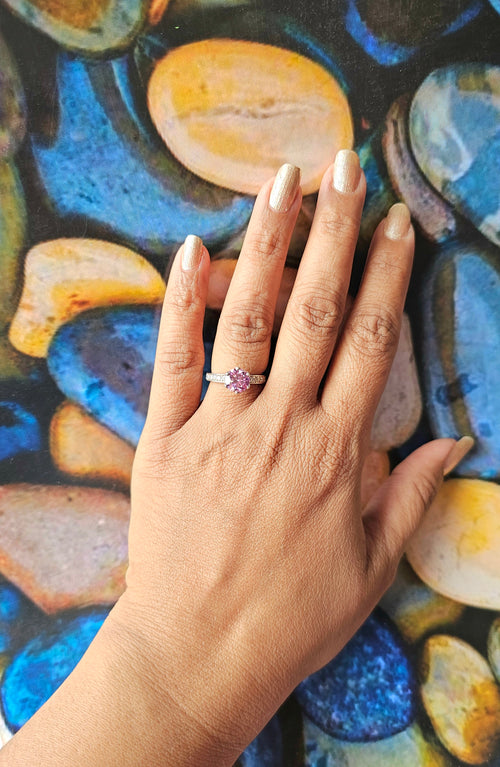 1.50 ct Pink Moissanite Engagement Ring