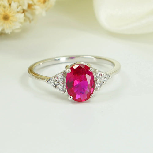 Scarlet Trillia – Ruby Oval Ring | AAA+ Quality