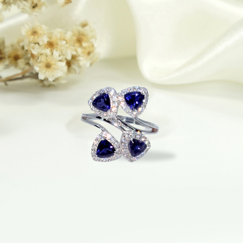 Midnight Prism – Trillion Cut Iolite Ring in 92.5 Sterling Silver
