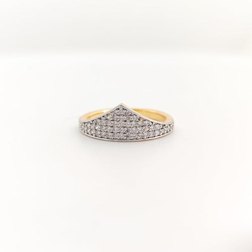  V-curve band, pavé-set with brilliant round diamond simulants