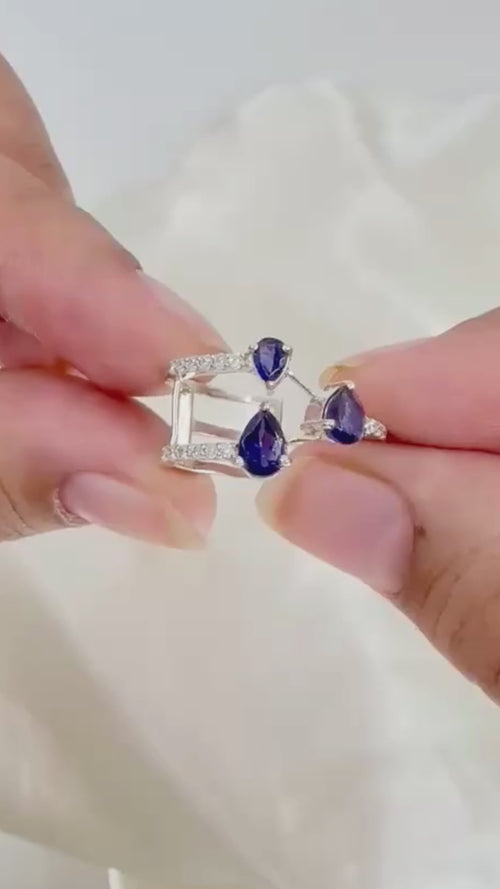 Blue Mirage – Teardrop Blue Stone Statement Ring