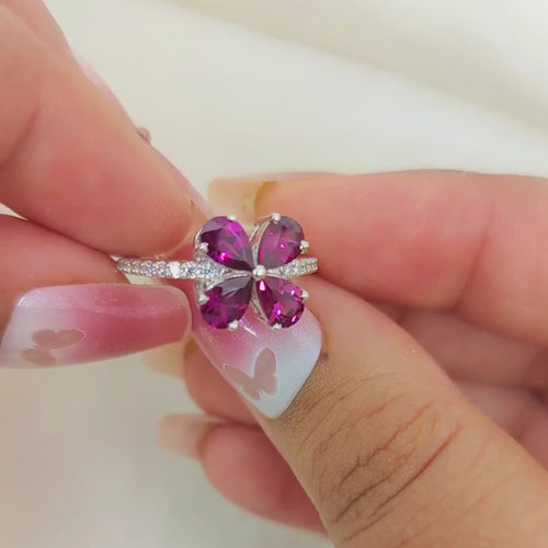 Rhodolite Engagement Ring in 92.5 Sterling Silver – AAA+ Certified