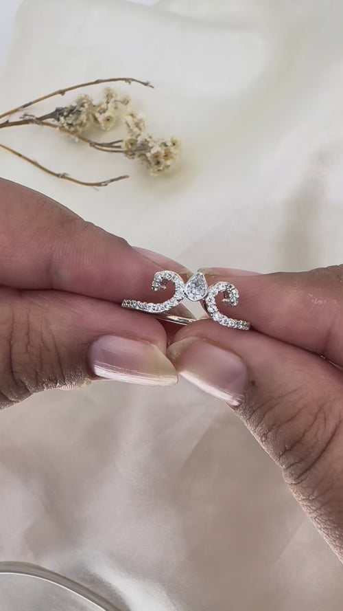 Swan Embrace Ring -  Graceful Pavé Swirl Band
