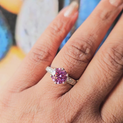 1.50 ct Pink Moissanite Engagement Ring