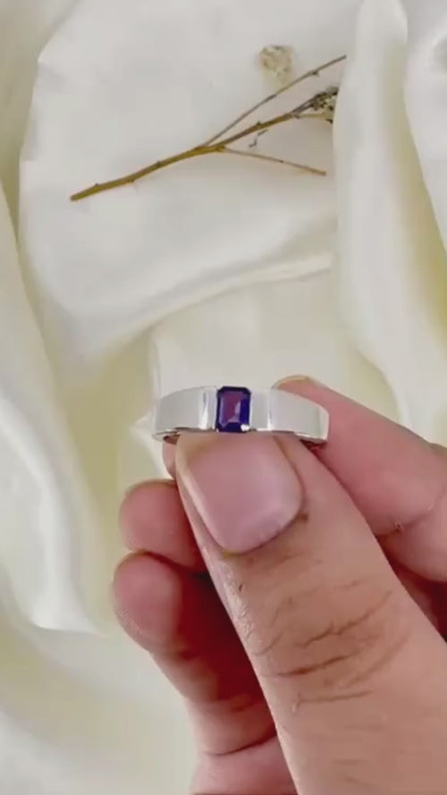 Adam Frost – Blue Ice Minimalist Ring in Sterling Silver