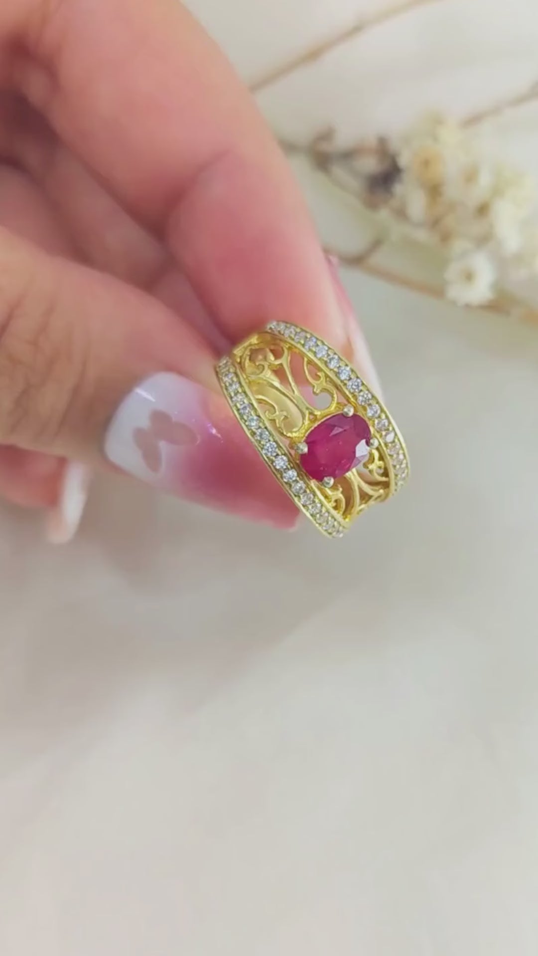 Vintage Real Ruby Engagement Ring
