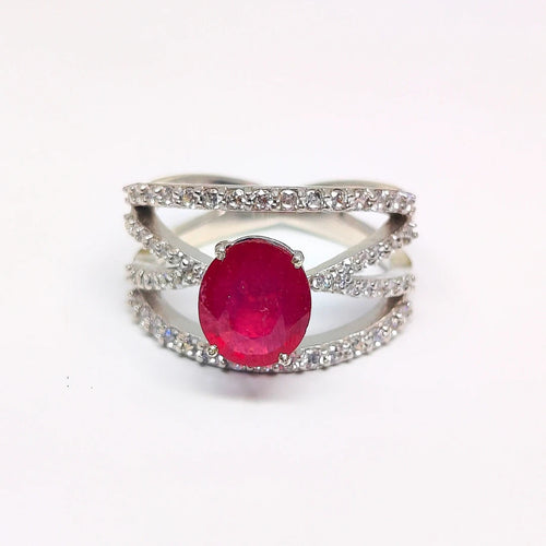 Velvet Vow – Red Flame Ring with Halo of Love
