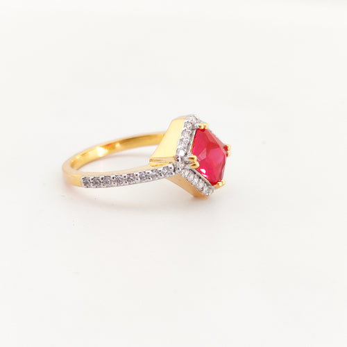  red ruby halo engagement ring 